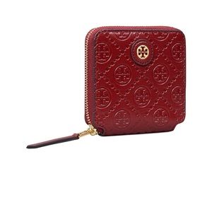 Tory Burch T Monogram Leather Bi-Fold Wallet in Huckleberry